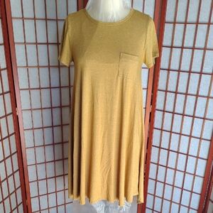 LuLaRoe Mustard Short Sleeve Swing Pocket Dress